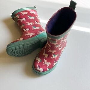 Hatley Pink and Green Unicorn Kids Rain Boots